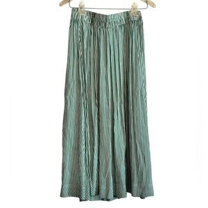 Monoprix Essentials Green & White Striped A-line Skirt